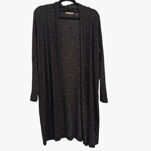 Soft Surroundings Women's MEDIUM Open Front Charcoal Duster Cardigan Sweater